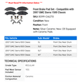 thumbnail image 2 of Front Brake Pad Set - Compatible with 2007 GMC Sierra 1500 Classic, 2 of 2
