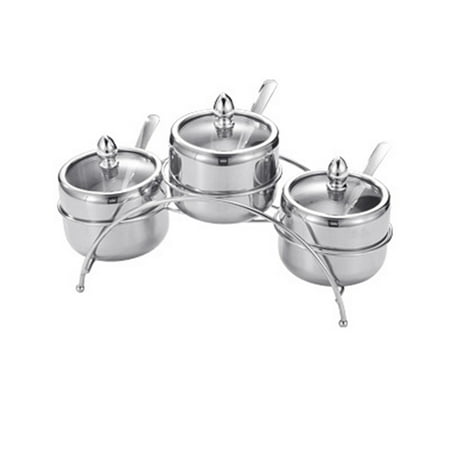 

MPWEGNP 304 Stainless Steel Seasoning Pot Suit Kitchen Visual Seasoning Box Bridge Type Seasoning Box Sugar Jar Seasoning Bottle Combination