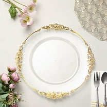 BalsaCircle 24 Clear 13" Acrylic Round Charger Plates Embossed Rim Gold