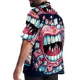 thumbnail image 3 of Tiny teeth Men's Spread Collar Poplin Beach Shirts - Casual Printed Button Down Short Sleeve Summer Tops for Unisex, 3 of 6