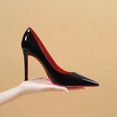thumbnail image 3 of Talons Hauts Noirs Bas Rouges Talon Fin Sexy Jeu de Nuit Printemps et Automne Nouveau Lit Cuir Verni Style Pur Désir Chaussures Simples, 3 of 6