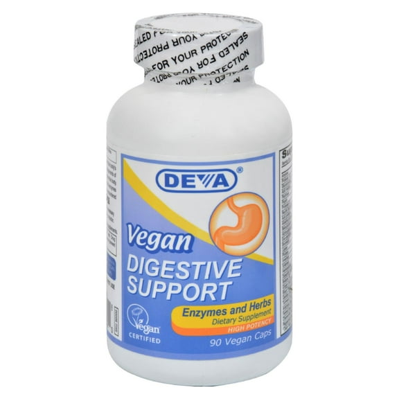 Deva Vegan Vitamins Digestive Support with Enzymes and Herbs, 90-Count