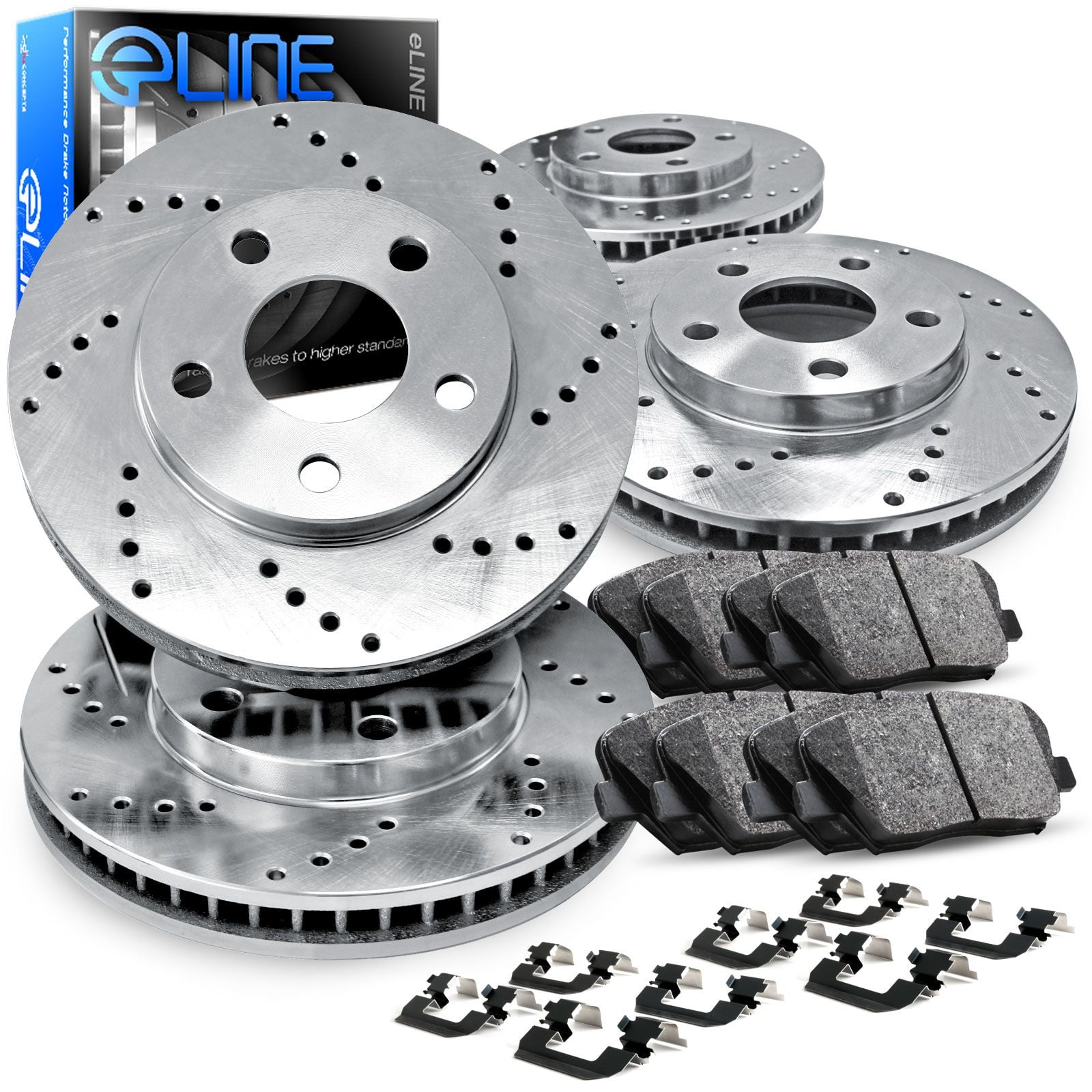 Fit Land Rover Range Rover Evoque Front Rear  Drilled Brake Rotors+Ceramic Pads