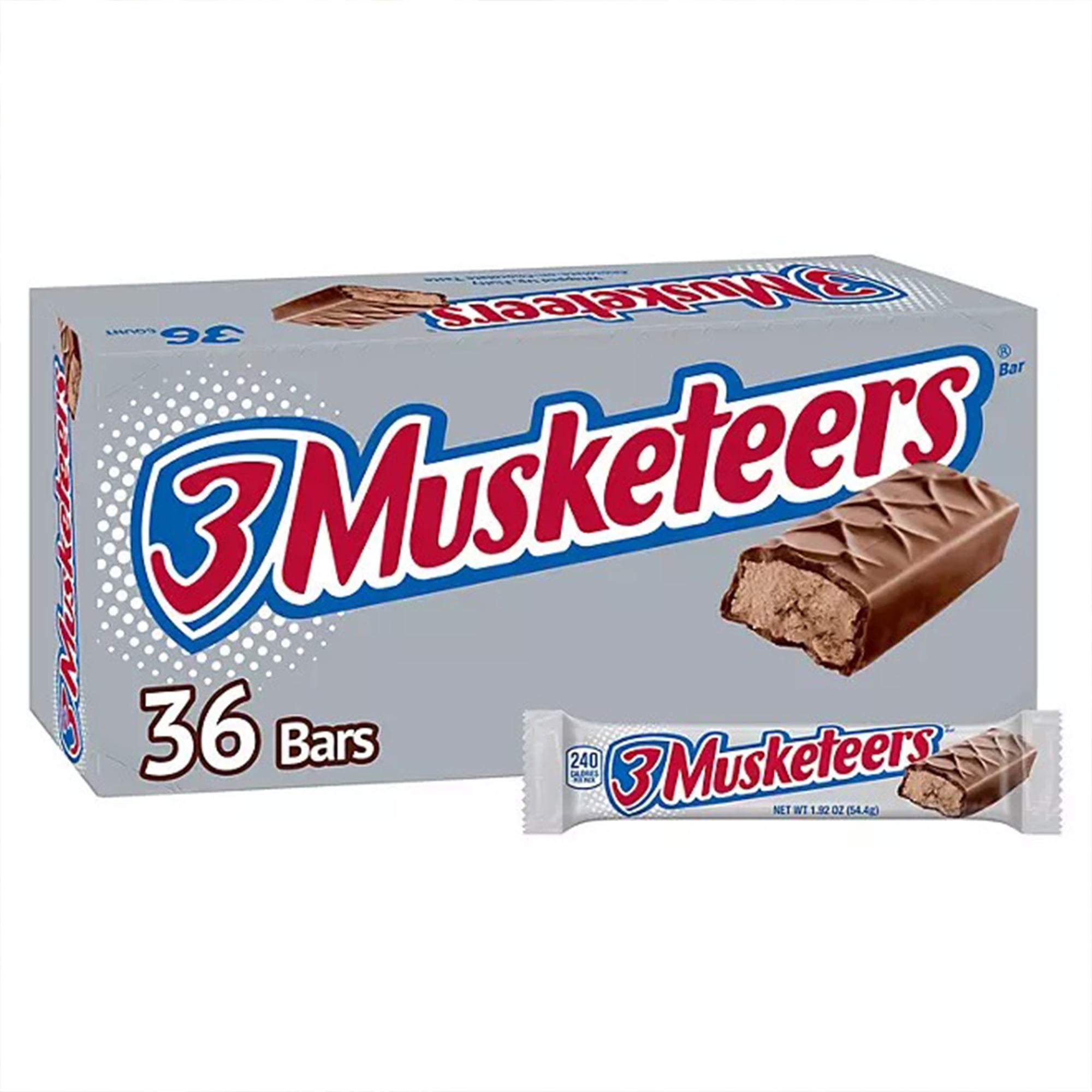 RADYAN 3 Musketeers Milk Chocolate Candy Bars, Full Size, 16-Count, 1.92-oz per Bar