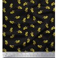 thumbnail image 1 of Soimoi Black Poly Georgette Fabric Yellow Flower & Dots Printed Fabric 1 Yard 42 Inch Wide, 1 of 5