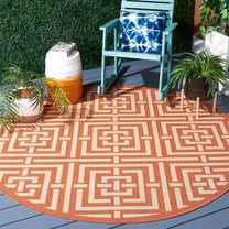 Safavieh Courtyard Ariana Geometric Indoor/Outdoor Area Rug, Terracotta/Cream, 6'7" x 6'7" Round