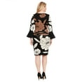 thumbnail image 2 of Women's London Times Bell Sleeve Floral Print Sheath Sweater Dress Color: Berry Floral Size: SMALL, 2 of 4