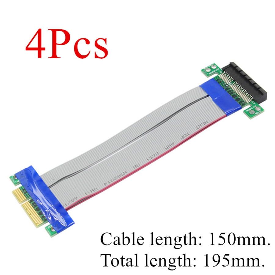 4Pcs PCIE 4X Riser Card Flat Ribbon Cable Graphics Video Card Extension
