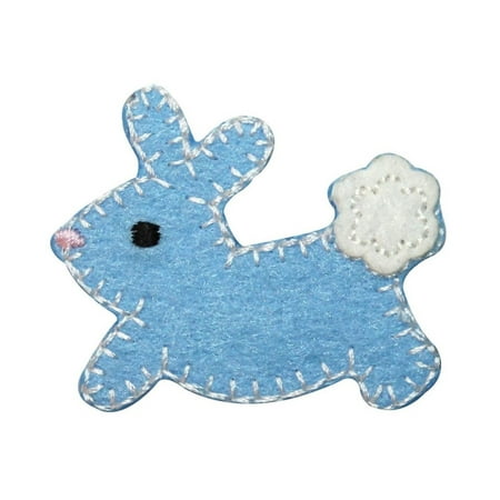 Bunny Rabbit Applique - ID 3347B Furry Cottontail Bunny Patch Easter Baby Rabbit Felt Iron On Applique