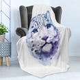 thumbnail image 4 of Animal Soft Flannel Fleece Blanket, Big Wild Cats Themed Print Watercolor Style Leopard Illustration Jungle Wildlife, Cozy Plush for Indoor and Outdoor Use, 70" x 90", Violet White, by Ambesonne, 4 of 5