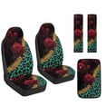 thumbnail image 7 of Xoenoiee Rose Leopard Glitter Print PU Leather 5 Piece Car Accessories Set, 2 Front Seat Covers, 2 Seatbelt Covers, 1 Center Console Cover, Universal Fit, 7 of 7