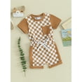 thumbnail image 3 of Liacowi Toddler Kids Boys Summer Clothes Checkerboard Plaid Short Sleeve T-Shirt Elastic Waist Shorts Set 2Pcs Baby Beach Checkered Outfit, 3 of 9