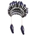 thumbnail image 3 of Tocado de plumas para hombres y mujeres, sombrero de jefe para espectáculos, juegos de rol, fiestas y presentaciones. Azul, 3 of 8