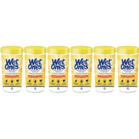 Wet Ones Hand Wipes, Tropical Splash Scent, 40 Count Pack of 6