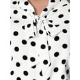 thumbnail image 2 of Blusa Allegra K Día de San Patricio con cuello de Pajarita y puños Elásticos con hombros Descubiertos y lunares Blanco M, 2 of 6