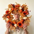 thumbnail image 5 of Fall Wreath for Front Door, Autumn Thanksgiving Door Wreath Fall Decor,Artificial Fall Harvest Wreath for Front Door Outside,Seasonal Touch Fall Decor for Indoor Outdoor Home Porch(Z9-A), 5 of 7