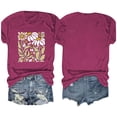 thumbnail image 4 of Fiudx Ofertas Relámpago Blusas con Estampado de Flores para Mujer Top de Manga Corta con Cuello Redondo, 4 of 4
