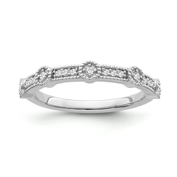 Araiya Fine Jewelry 10K White Gold Round-shape Lab Grown Diamond Wedding Band Ring ( 1/10 cttw, D-F Color, VS Clarity) Size 9.5