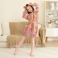 thumbnail image 3 of FORMRS Niños Bathrobe Unisex Hooded Robe Soft Plush Pajamas Sleepwear, Size 2-3T, Abstract Pink Flowers, 3 of 7