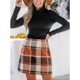 thumbnail image 5 of Cupshe Women Brick Red Plaid Mini Skirt, Size M., 5 of 6