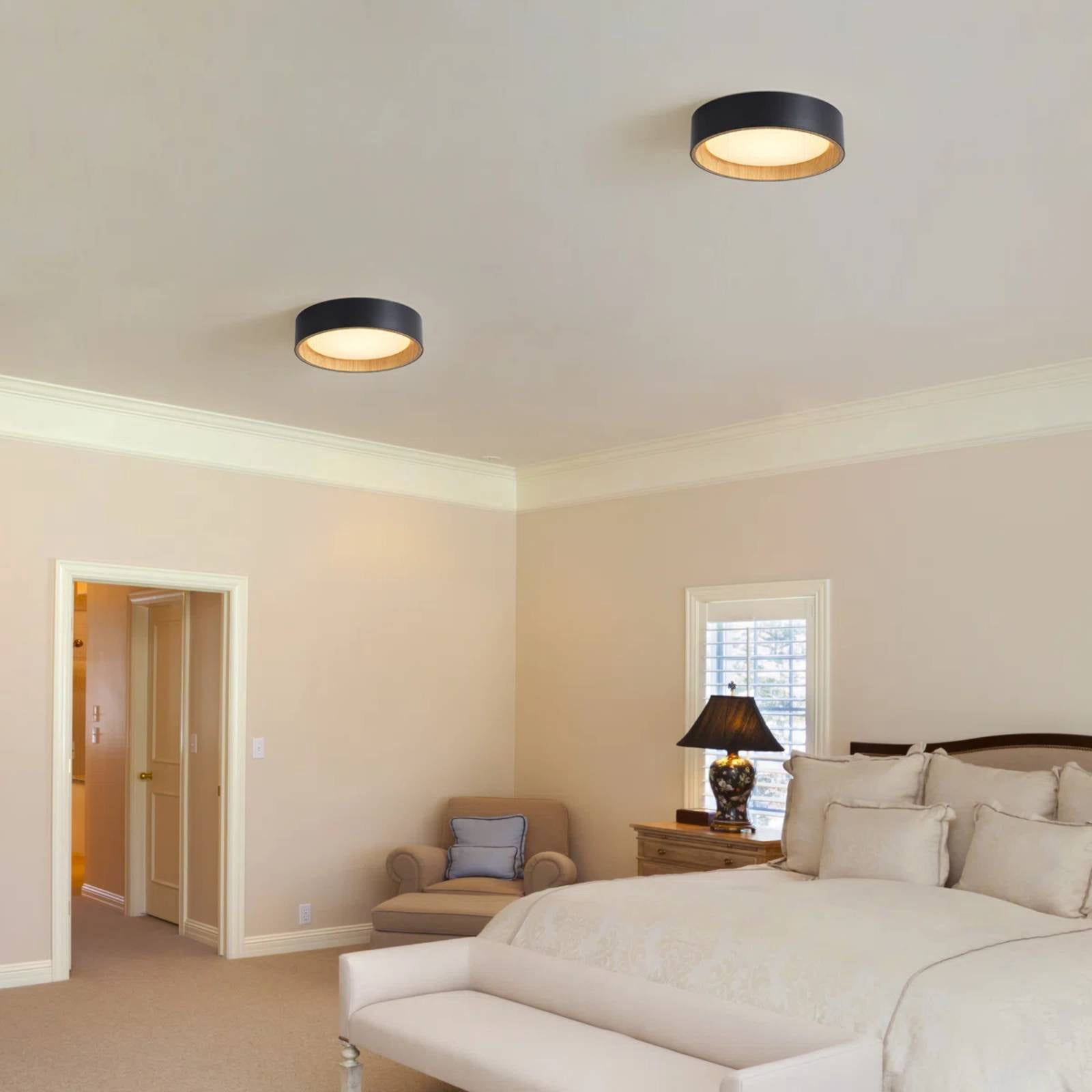 Modern Wood Grain LED Flush Mount Ceiling Light, Dimmable 3CCT 3000K-5000K, 25W 1000LM