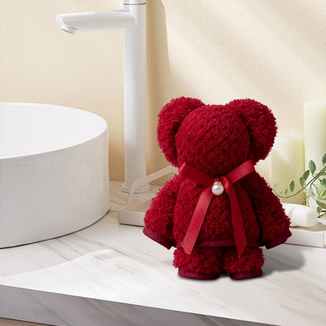 Uscallm Bear Towel Gift Set Lovely Bear Corals Velvet Towel Gift Box