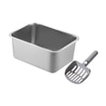 thumbnail image 2 of Bandeja de arena para gatos, lavabo para gatos, orinal de acero inoxidable, inodoro, fácil limpieza, bandeja de arena para gatos, orinal para mascotas 50x35x15cm, 2 of 10
