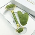 thumbnail image 4 of Rodillo de Jade y juego de Gua Sha, rodillo de masaje, tablero Guasha, cabezales dobles, masajeador de rodillo de belleza Jade StoneJade, 4 of 5