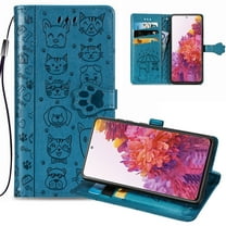 Cartoon Embossed PU Leather Case for Oneplus Nord N200 5G 2021 Release, Allytech Premium Flip Shockproof Protective Cute Magnetic Snap Card Cash Holder Wrist Strap Stand Sleeve for Oneplus N200, Blue