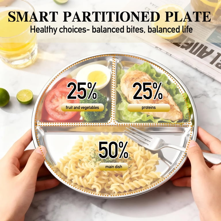 TAIMASI 6-Pack 9-Inch Stainless Steel Divided Plates photo 7
