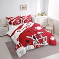 thumbnail image 3 of Manfei Rugby Sport 7pcs Bedding Comforter Set,Football Sport Helmet Queen Bedding Sets,Red White Queen Sheet Sets For Boy,Microfiber Bedroom Decor Reversible, 3 of 8