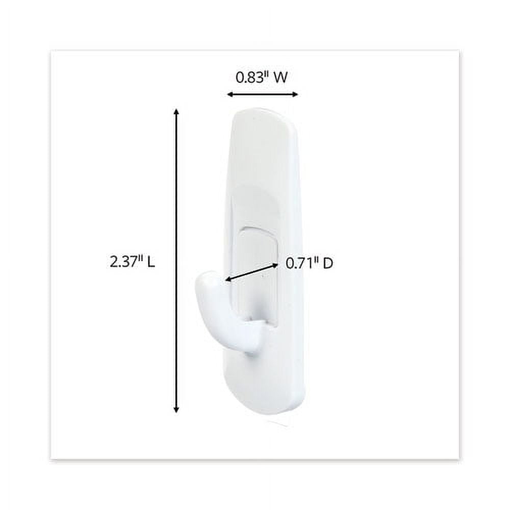 General Purpose Hooks, Small, Plastic, White, 1 Lb Cap, 6 Hooks And 12 Strips/pack | Bundle of 10 Packs