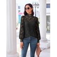 thumbnail image 4 of Weardear Women Lace Tops Long Sleeve Mock Neck Casual Dressy Tops with Separable Camisole Sexy Blouses Shirts 2 PCS Set, 4 of 7