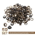 thumbnail image 3 of Uxcell 50Set Ojales de Latón 6mm 1/4 Pulgada Kit de Ojales con Arandelas para Tela, Cortinas, Lonas, Cinturones de Cuero, Zapatos, Bolsas DIY, Marrón, 3 of 7