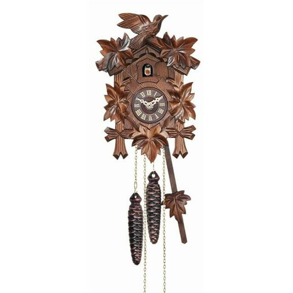 12 Melody Quartz Cuckoo Clock with Five Leaves & Bird