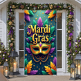 thumbnail image 5 of Gold Mask Mardi Gras Banner Purple Green Feathers Carnival Display Decor Ornate Pattern Masquerade Backdrop for Mardi Gras Party Carnival Celebration Masquerade Ball, 5 of 9