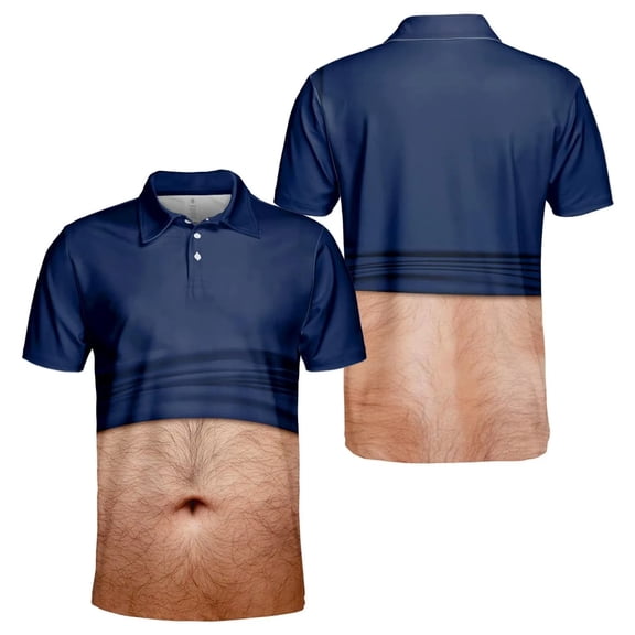 OIOLOYJM Mens Golf Shirts 3D Print Novelty Performance Short Sleeve Mesh Casual Quick Dry Lightweight Polo Shirts Trendy Cute Cuteout Collared Tops Navy 4XL