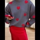 thumbnail image 5 of Sudadera Holgada de Punto con Cuello Redondo y Larga con Bordado de Corazón para San Valentín para Mujer Gris M, 5 of 8