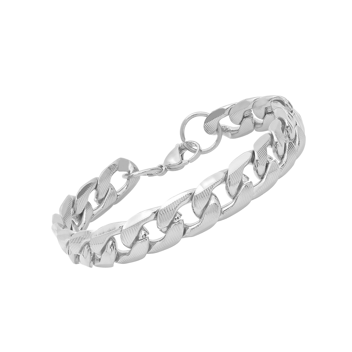 SteelTime Cuban Link Chain Bracelet for Men 18K Gold Plated Stainless Steel Jewelry, 8.5"