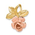 thumbnail image 1 of 14k Two Tone Gold Rose Floating Open Chain Slide Pendant Necklace Charm Flower Gardening, 1 of 6