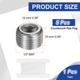 thumbnail image 2 of 5 Pcs Tapón de Acero Inoxidable 304 1/2" BSP Rosca Interna Hexagonal, 2 of 7