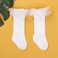 thumbnail image 3 of ITFABS Girl Solid Color Tube Socks, Anti-slip Warm Calf Sock with Mesh Ruffle, 3 of 8