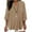 Khaki, variant on Women's 3/4 Sleeve Tops Solid Color Button Split Slit Sides Blouse Loose Fit Casual V Neck Pullover Tunic Top