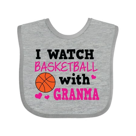 

Inktastic I Watch Basketball with Granma Gift Baby Girl Bib