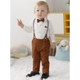 thumbnail image 3 of CARETOO Toddler Boy Clothes Suit Wedding Formal Outfit Dress Shirt Tie Suspender Pants Cotton Fabric, 3 of 14