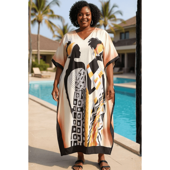 Women's Plus Size Kaftan Dresses Boho Long Maxi Dress Ladies Casual Hippie Kimono Sleeve Loose Caftan Online