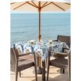 thumbnail image 3 of Outdoor Tablecloth with Umbrella Hole for Patio/Picnic/Party/Camping, Teal Coastal Waterproof Table Cloth Square Cover Washable, Nautical Ocean Sea Whale Shell Starfish (60"x 60"), 3 of 8