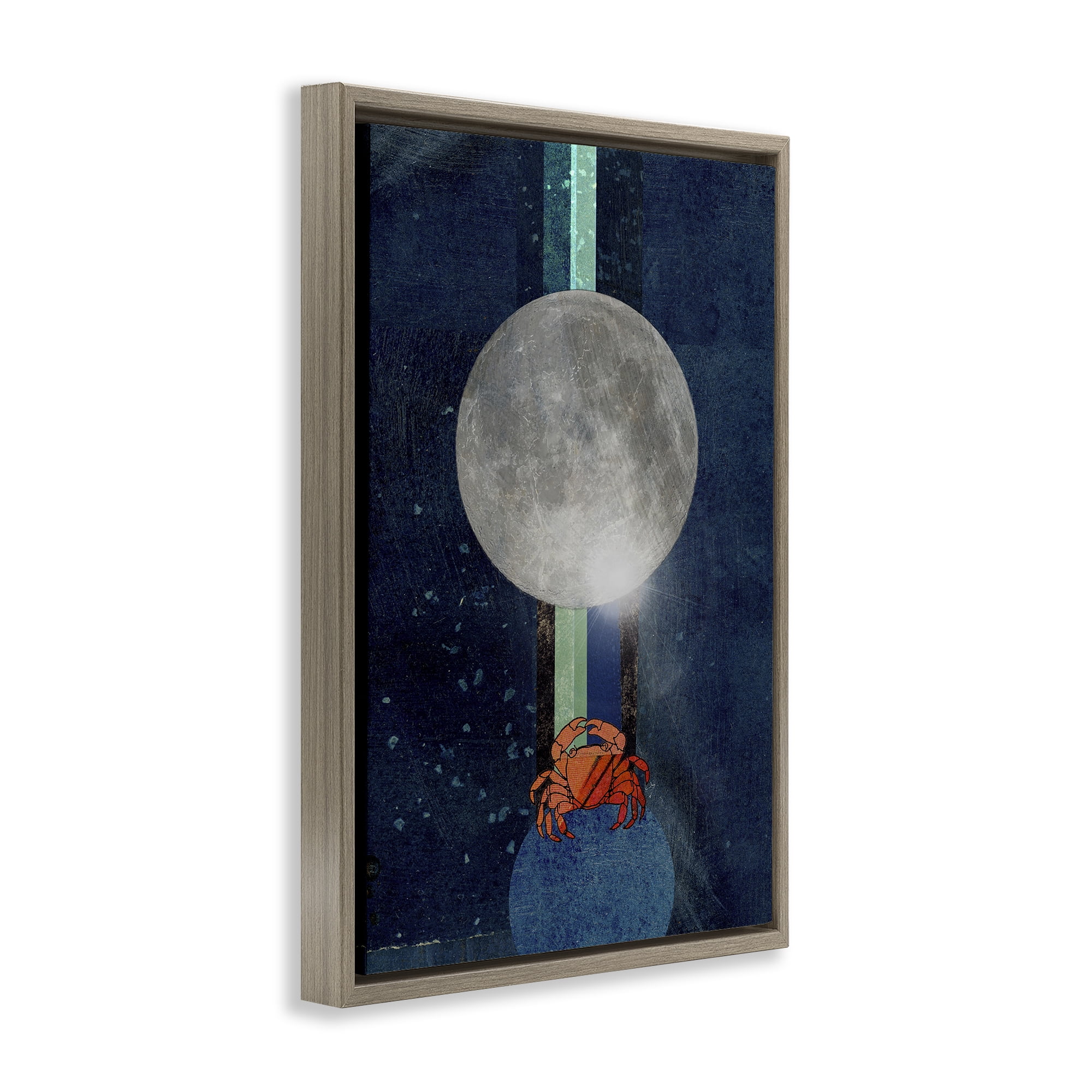 Stupell Industries Surreal Crab Outer Space Animals & Insects Painting Brown Floater Framed Canvas Art Print Wall Art, 17 x 25