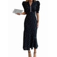 thumbnail image 3 of Women'S Maxi Dress Short Sleeves Wrap V Neck Long Dresses Black S, 3 of 9