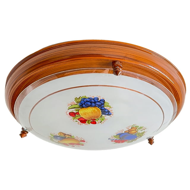 Lámpara De Techo Luz Ideal, Plafón 450 Madera Grande Frutas.